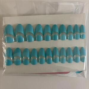 Press on nails aqua blue oval